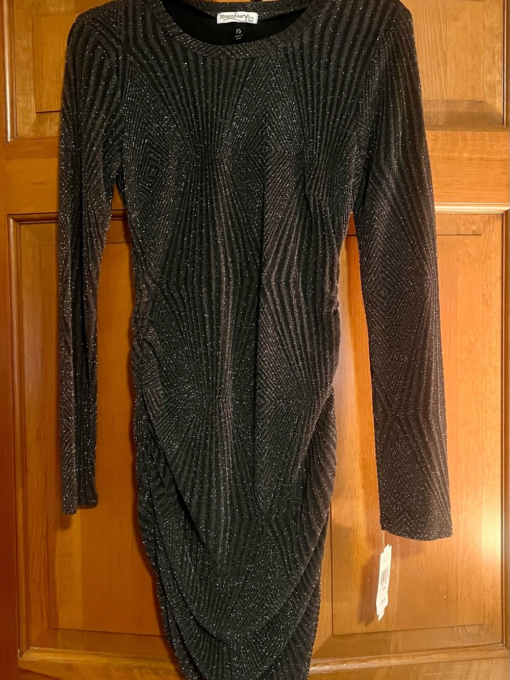 NWT Xtraordinary Charcoal Sparkle Long Sleeve Bodycon Dress